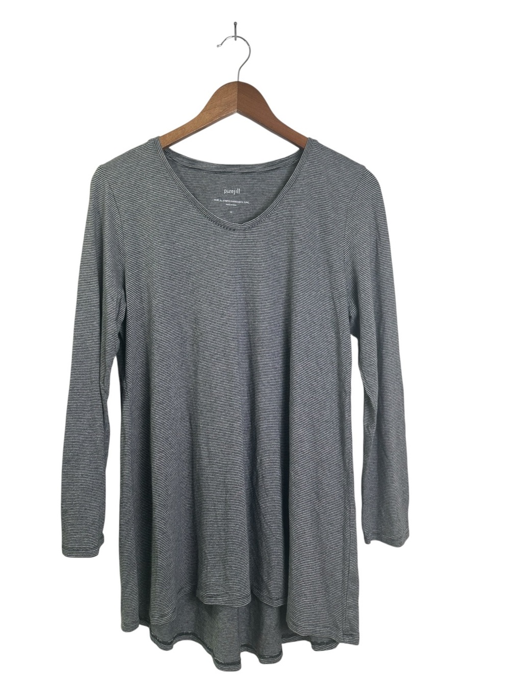 J. Jill Women’s M Pure Jill Gray Striped Shirred-Back Tunic